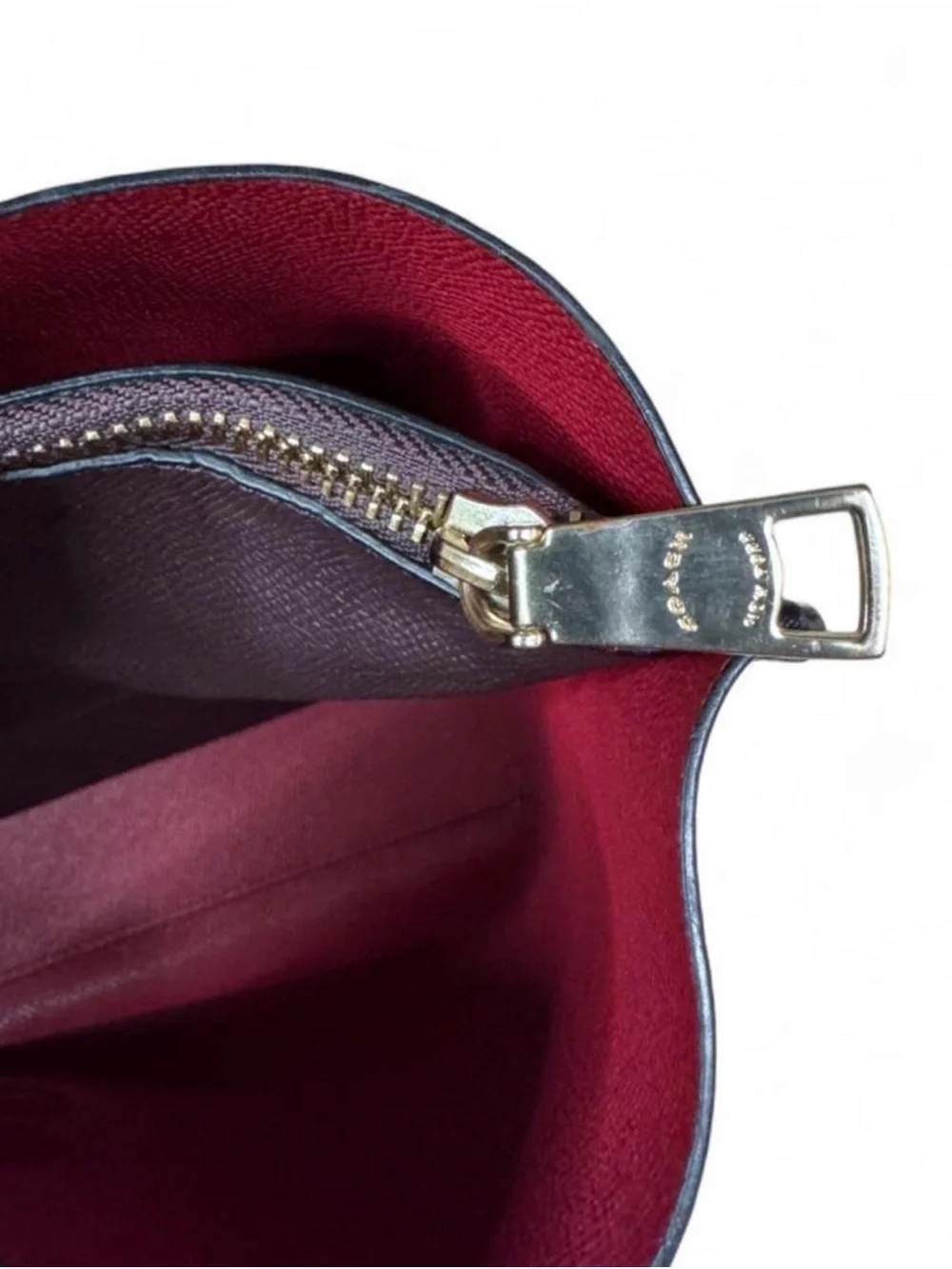 Coach Black Leather Tote with Red Interior